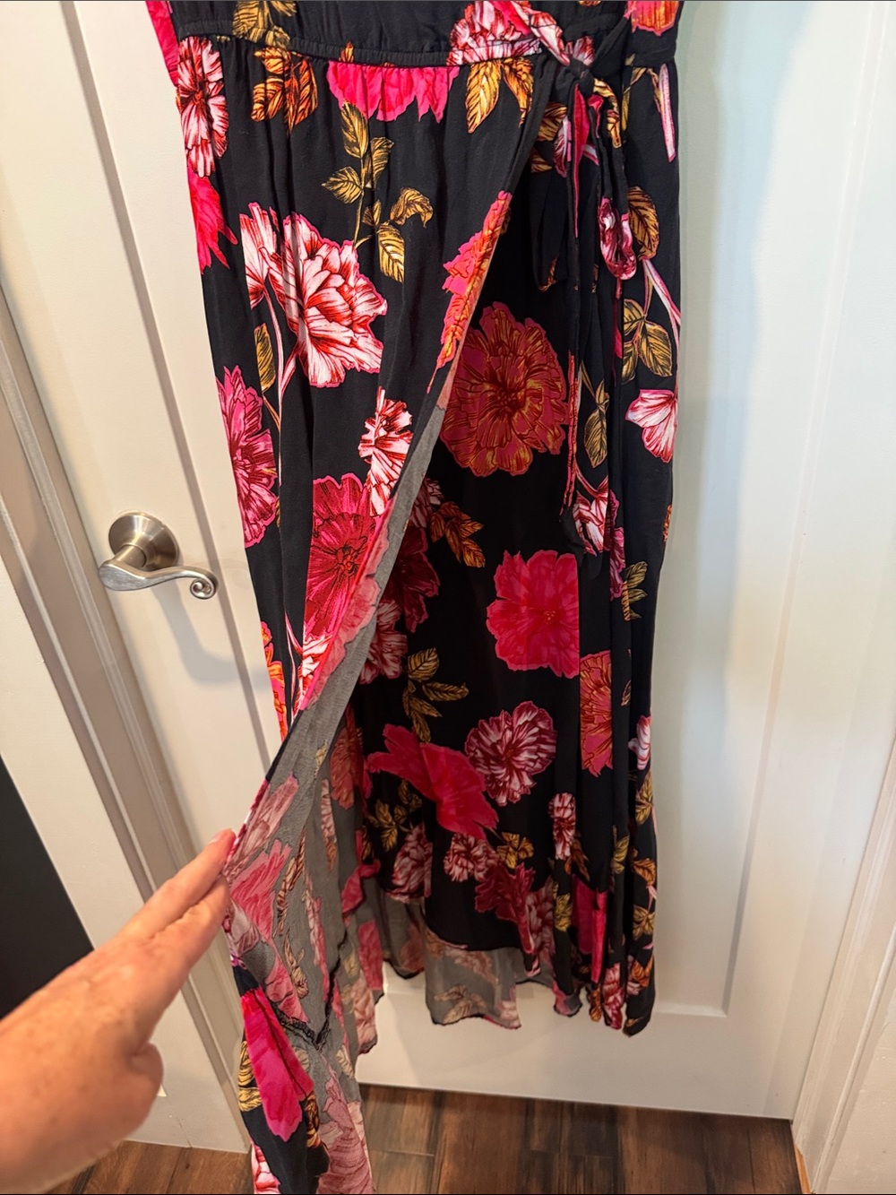 Xhilaration Black Floral High-Low Wrap Maxi Dress - Picture 4 of 5